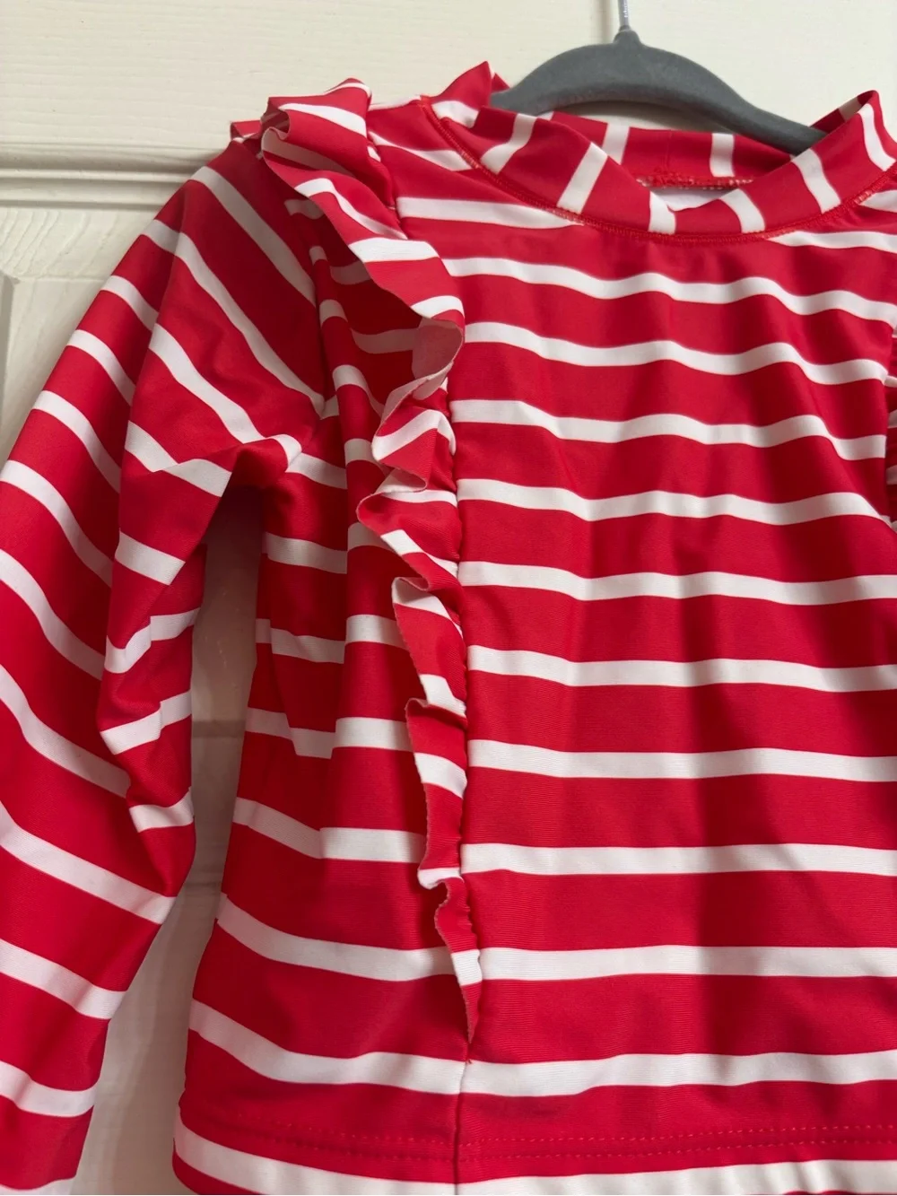 Janie and Jack Striped Ruffle Long Sleeve Rash guard